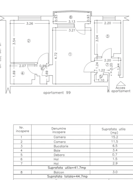 Apartament City Park 2 camere 45mp