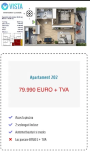 Apartament 2 camere, 62 mp utili, piscină și parcare – Mamaia Nord